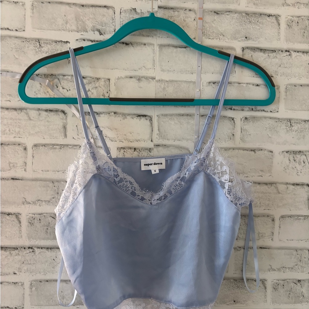 Light Blue Lace Trim Cami Top